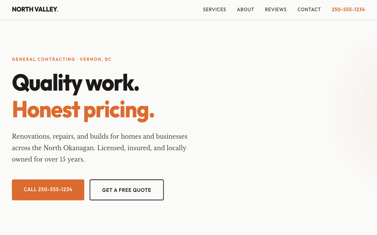 North Valley Contracting demo website
