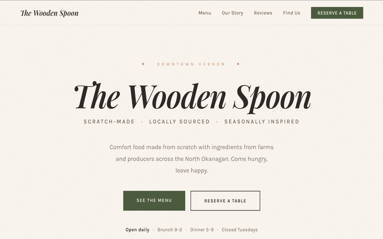 The Wooden Spoon demo website